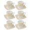 Royal Cream Abstract Print Ceramic Coffee Cup & Saucer Set of 6 Pcs