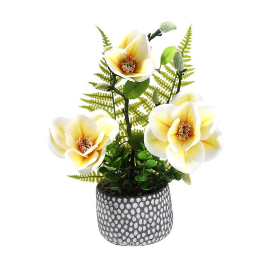 Realistic Touch Artficial Magnolia Flower Deco Artistic Pot 34 cm