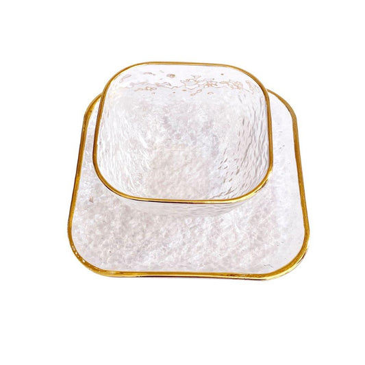 Crystal Glass Ice Cream and Dessert Bowl and Plate Set of 12 Pcs 10.5*5.2/15 cm