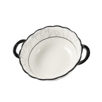Abstract Print Ceramic Tableware Oval Serving Dish Plate 9.5 cm