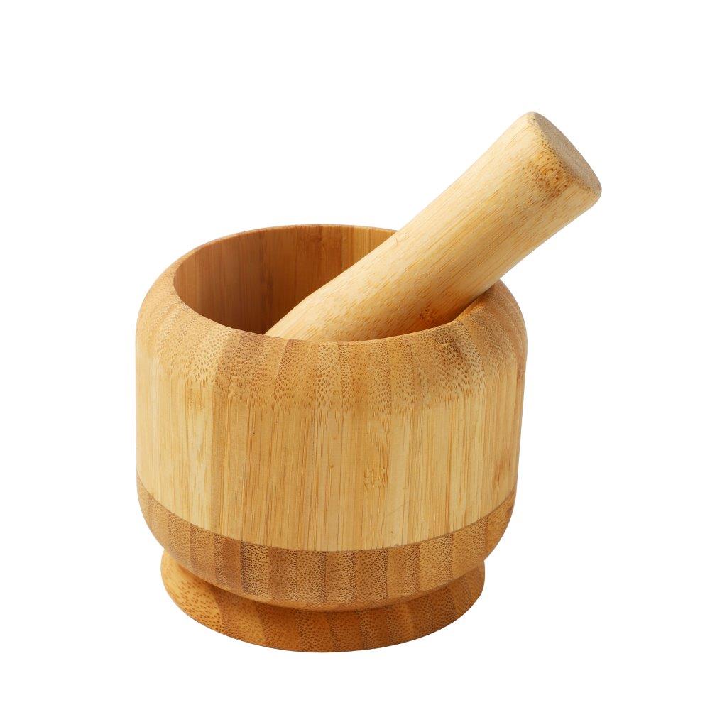 Bamboo Garlic Mortar and Pestle 12.5*11 cm