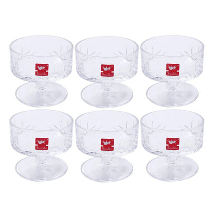 Crystal Glass Ice Cream and Dessert Bowl Set of 6 Pcs 180 ml