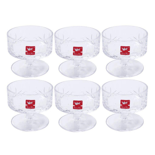 Crystal Glass Ice Cream and Dessert Bowl Set of 6 Pcs 180 ml