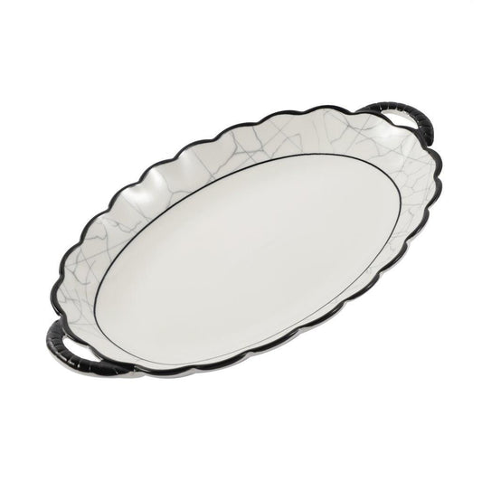 Abstract Print Ceramic Tableware Oval Serving Dish Plate 12.5 cm