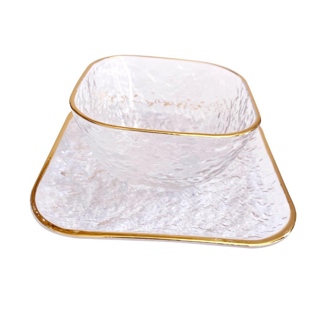 Crystal Glass Ice Cream and Dessert Bowl and Plate Set of 12 Pcs 10.5*5.2/15 cm