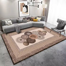 Contemporary Geometric Medallion Machine Woven Indoor Area Rug Carpet Matte Brown with Embroidery Border 200*300 cm