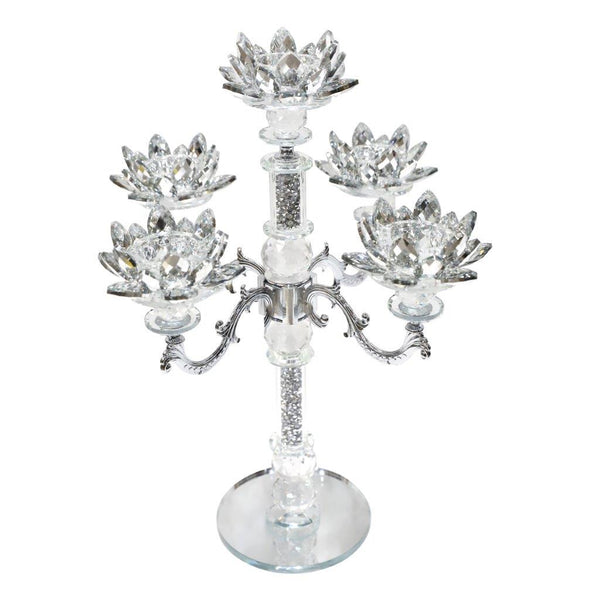 Home Decor Tabletop Crystal Candleholder 3 Arms 42 cm