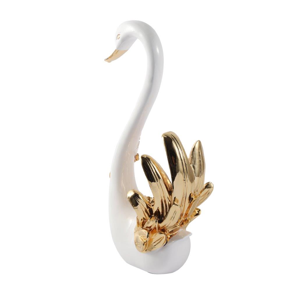 White Sculpture Statue Resin Figurine Swan 15*8*34 cm