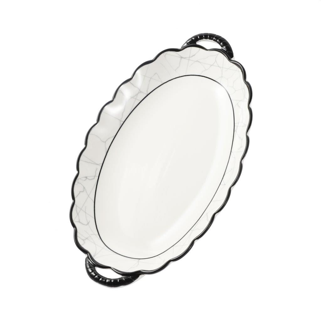 Abstract Print Ceramic Tableware Oval Serving Dish Plate 12.5 cm