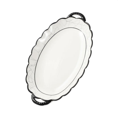 Abstract Print Ceramic Tableware Oval Serving Dish Plate 12.5 cm