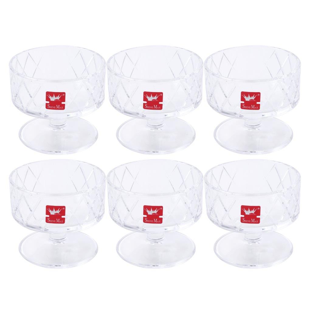 Crystal Glass Ice Cream and Dessert Bowl Set of 6 Pcs 180 ml