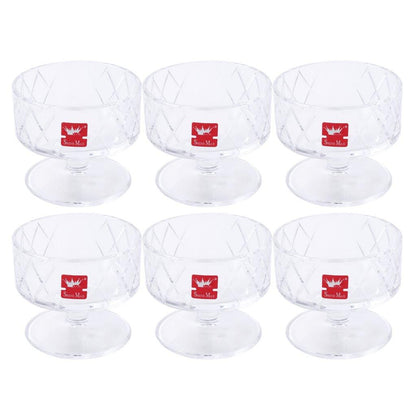 Crystal Glass Ice Cream and Dessert Bowl Set of 6 Pcs 180 ml