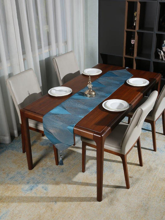 مفرش طاولة للمطبخ وغرفة الطعام باللون الأخضر البحري التجريدي 210*30 سم