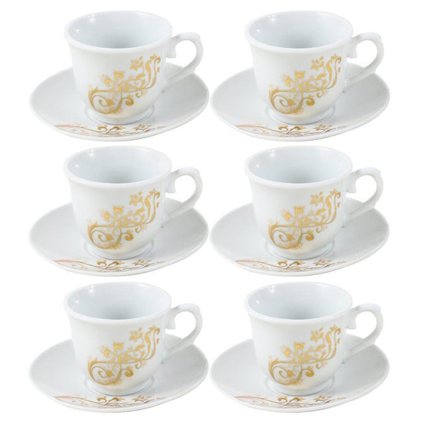 Ceramic Coffee Cup and Saucer Set of 6 Pcs Abstract Print Design 85CC/11 cm