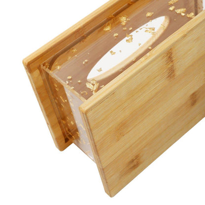 Premium Quality Abstract Design Bamboo Rectangular Tissue Box Napkin Holder 23*14*19 cm