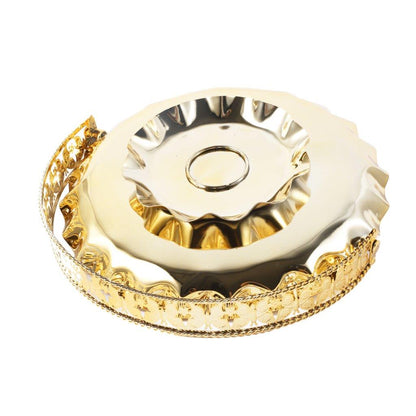 Golden Metal Craft Fruit Basket Style Round Deco Tray 29*29*21 cm