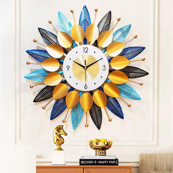 Luuxury Modern Metal Wall Clock Floral 3D Home Wall Decor Art 70*70 cm