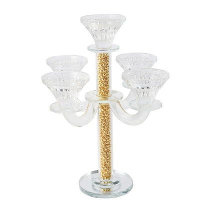 Home Decor Crystal Decor Table Top Candleholder 5 Arms  28 cm