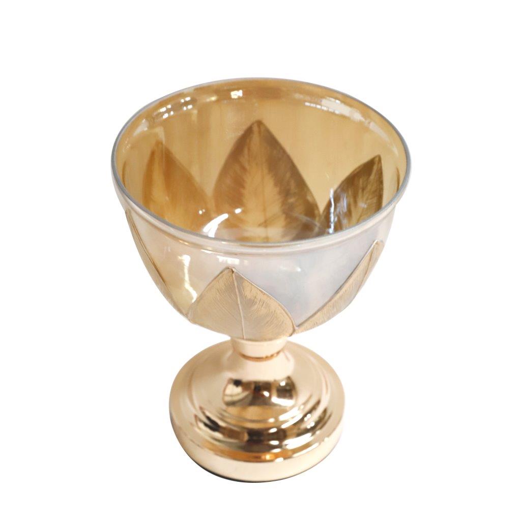 مزهرية زهور ذهبية أنيقة من الزجاج لتزيين طاولة الزفاف مقاس 20*25 سم