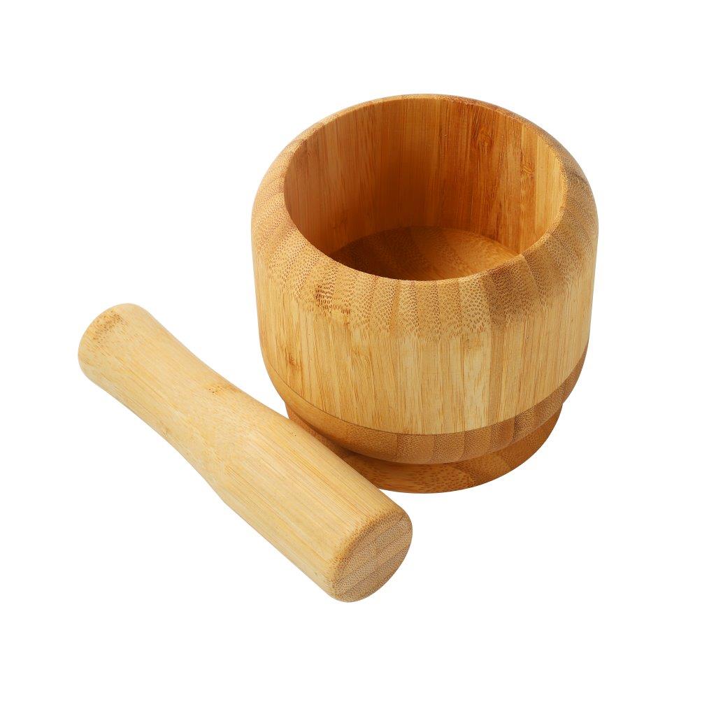 Bamboo Garlic Mortar and Pestle 12.5*11 cm