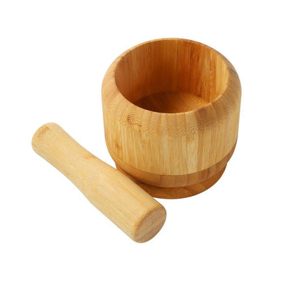 Bamboo Garlic Mortar and Pestle 12.5*11 cm