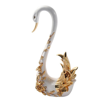 White Sculpture Statue Resin Figurine Swan 15*8*34 cm