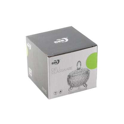 Crystal Glass Footed Sugar Bowl Candy Jar with Lid D - 10 cm ; H - 10 cm