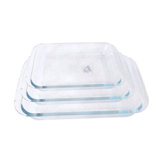 Heat Resistant Rectangle Glass Baking Dish Set of 3 Pcs 3+2.2+1L