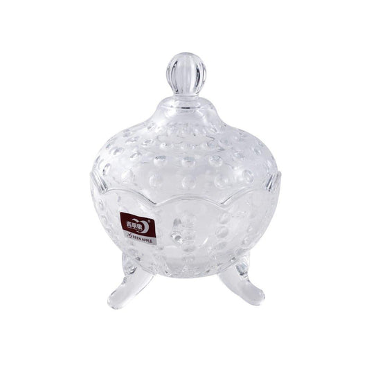 Crystal Glass Dome Shape Sugar Bowl Candy Jar with Lid D - 9 cm ; 13 - cm