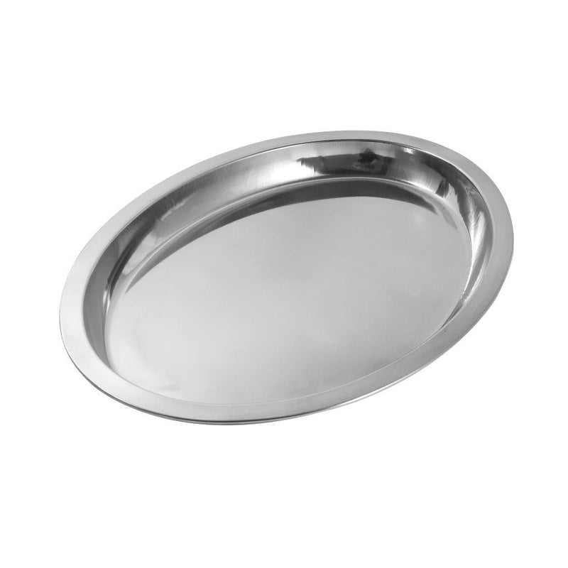 Stainless Steel Round Deep Silver Serving Tray 50 cm