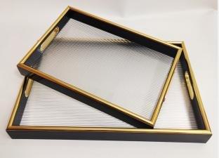 Deco Abstract Pattern Acrylic Serving Tray Set of 2 Pcs 41*28 cm/33*23 cm