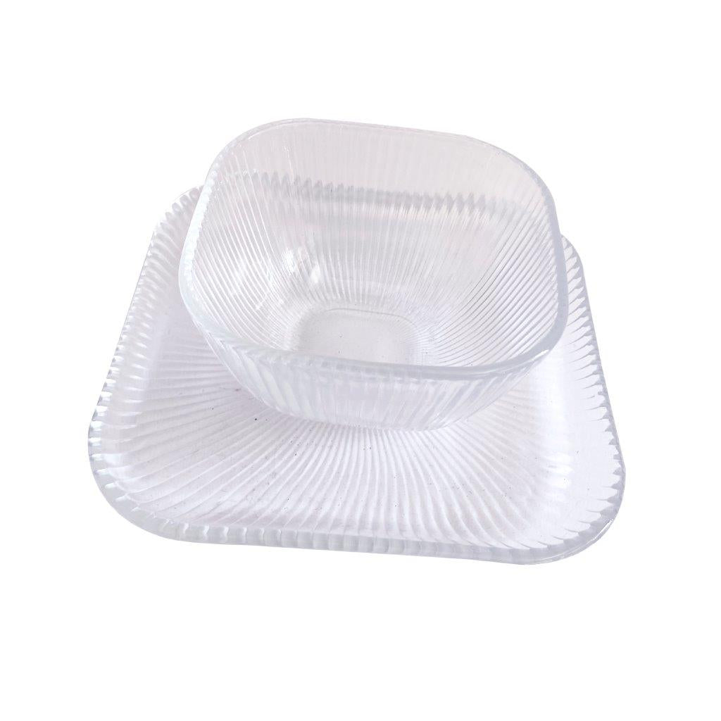 Crystal Glass Ice Cream and Dessert Bowl and Plate Set of 12 Pcs 10.5*5.2/15 cm