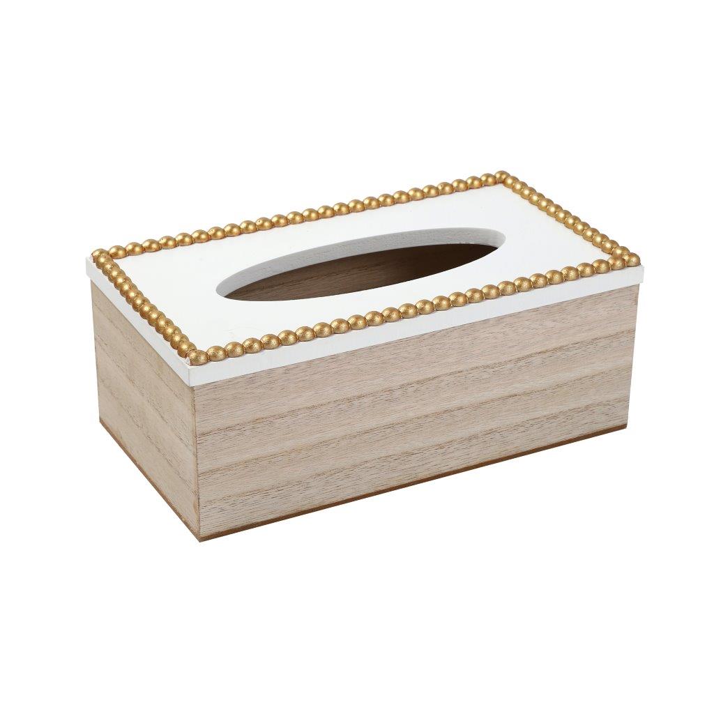 Premium Quality Pearl Border Design MDF Rectangular Tissue Box Napkin Holder 25*13*8 cm