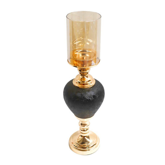 Elegant Glass Craft Black Candleholder Wedding Table Centrepiece 48*14 cm