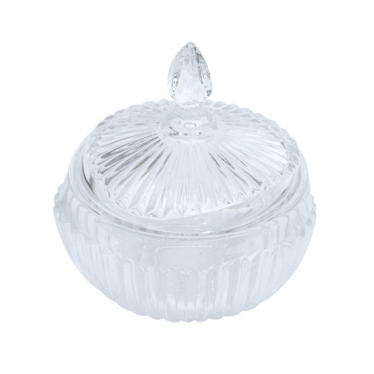 Crystal Glass Round Sugar Bowl Candy Jar with Lid