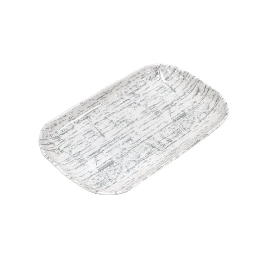 طقم تقديم من الميلامين طبق عشاء مستطيل سادة أبيض مقاس 9 بوصات