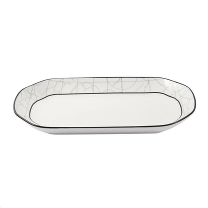 Abstract Print Ceramic Tableware Oval Serving Dish Plate 27 cm