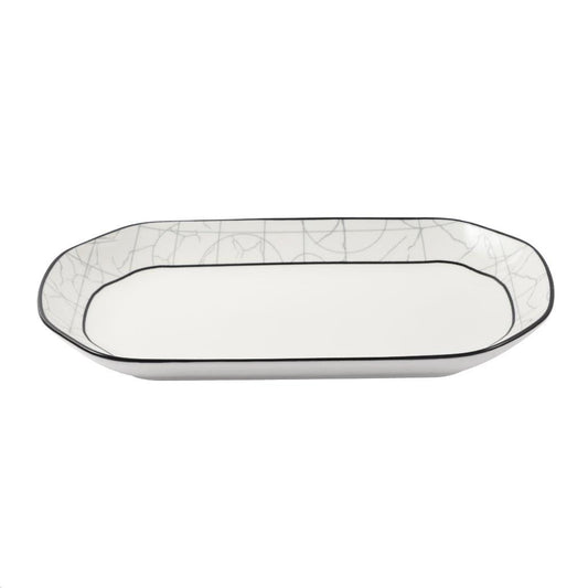 Abstract Print Ceramic Tableware Oval Serving Dish Plate 27 cm