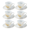 Ceramic Coffee Cup and Saucer Set of 6 Pcs Abstract Print Design 85CC/11 cm