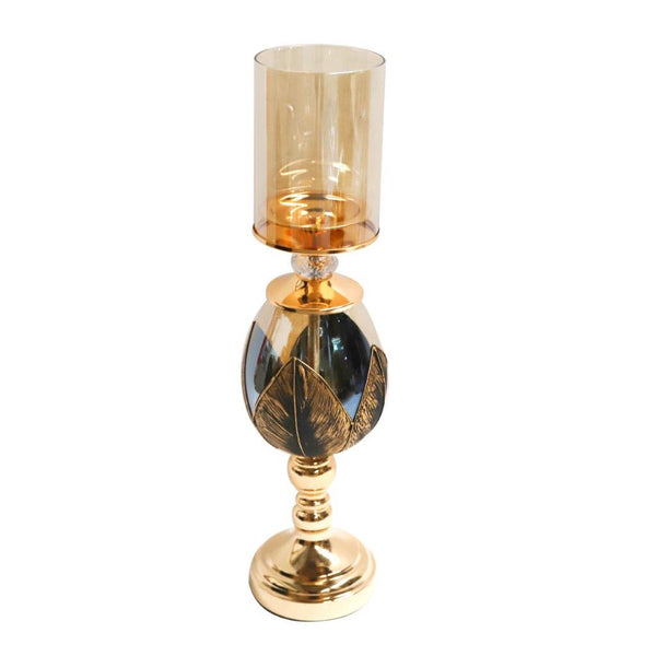 Elegant Glass Craft Black Candleholder Wedding Table Centrepiece 14*48 cm