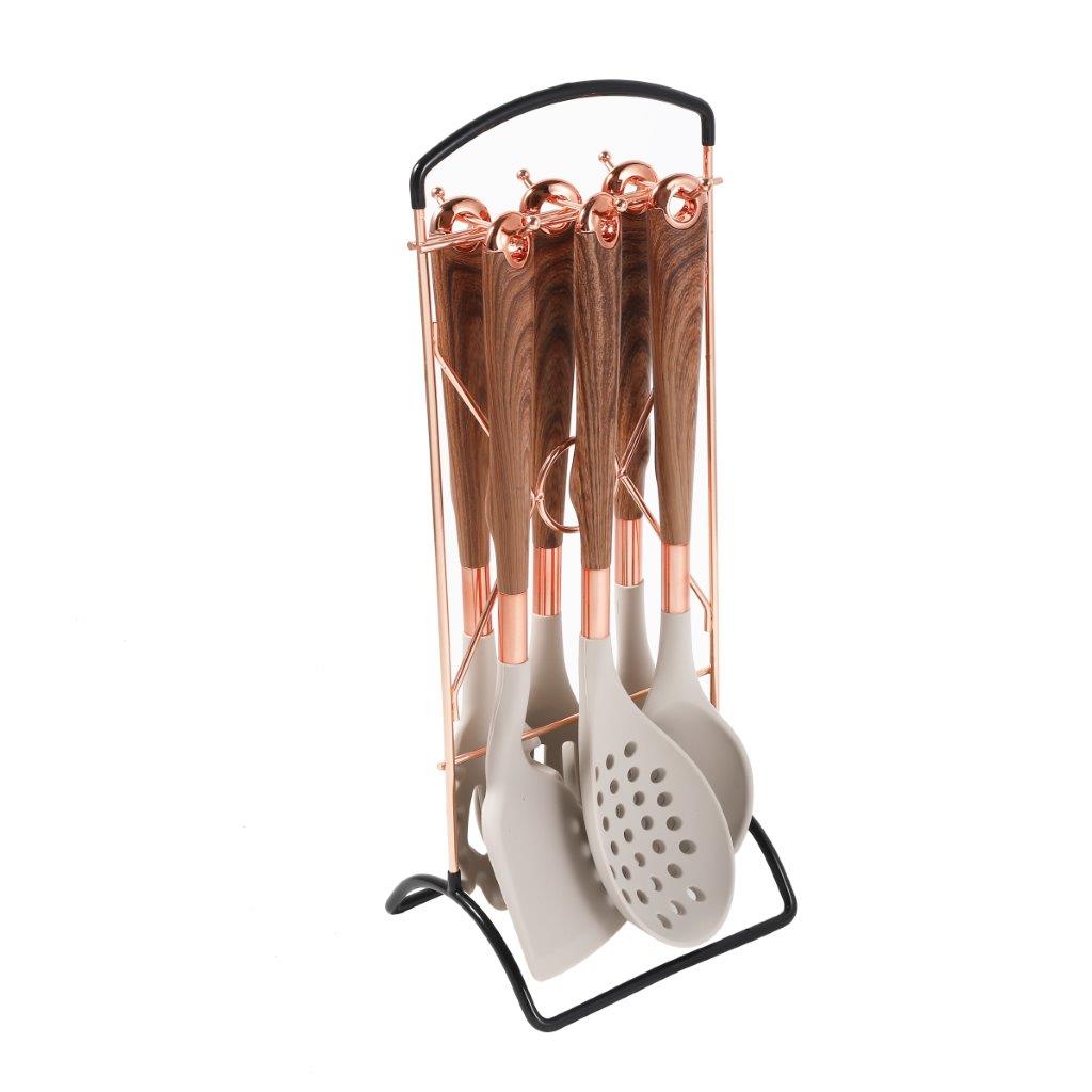 Silicone Kitchen Cutlery Utensil Set of 7 Pcs with Stand 33*7 cm