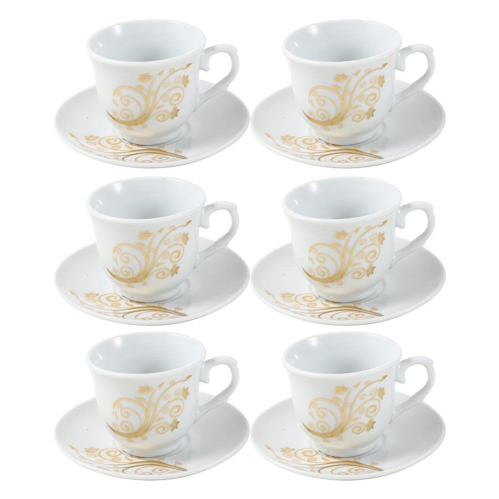 طقم فناجين قهوة سيراميك وصحن مكون من 6 قطع بتصميم مطبوع تجريدي 85 سم/11 سم