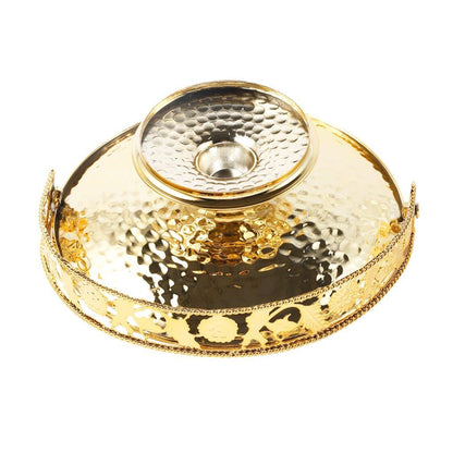 Silver Metal Craft Fruit Basket Style Round Deco Tray 25*25*19 cm