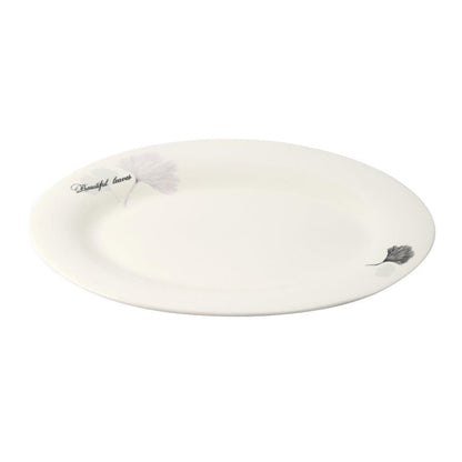 White Ceramic Floral Print Tableware Oval Serving Dish Plate 12''