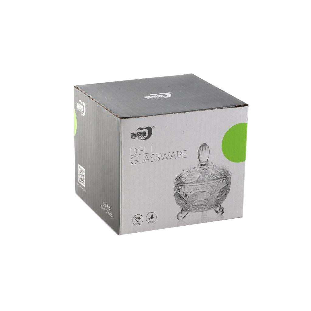 Crystal Glass Footed Sugar Bowl Candy Jar with Lid D - 10 cm ; H - 12 cm