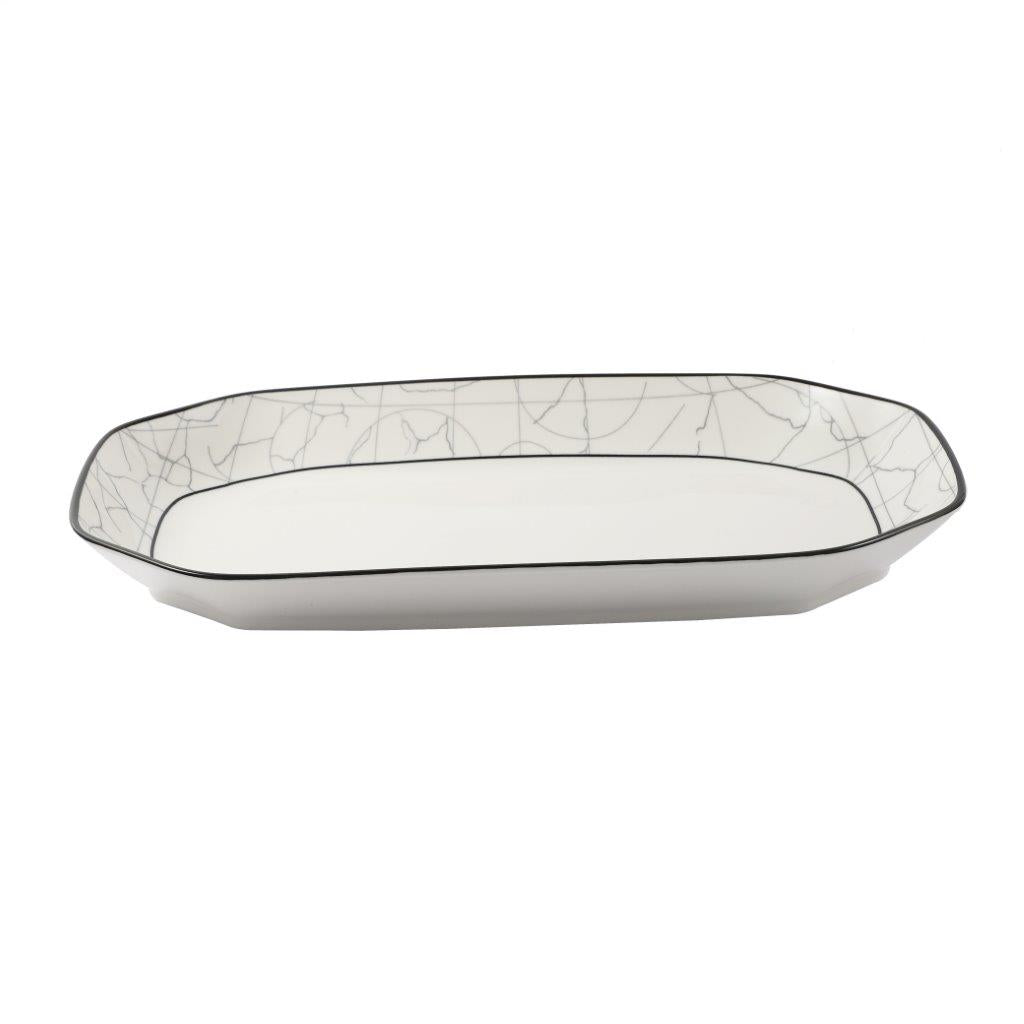Abstract Print Ceramic Tableware Oval Serving Dish Plate 14 cm