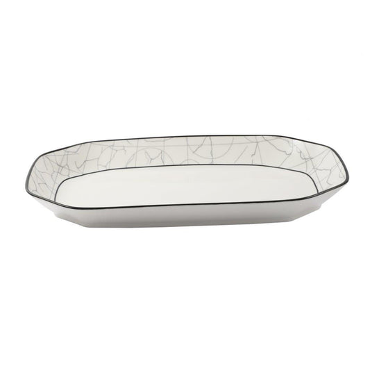 Abstract Print Ceramic Tableware Oval Serving Dish Plate 14 cm