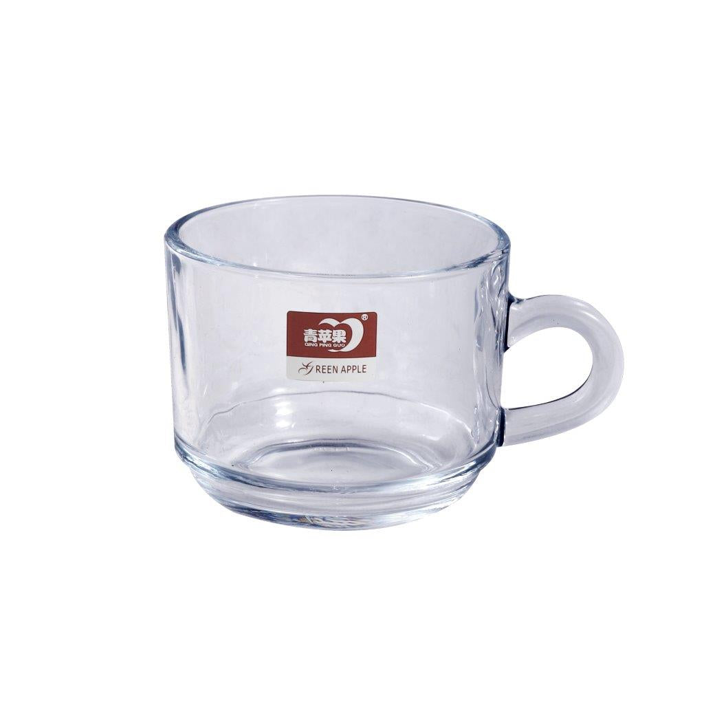 Glass Treo Mug Style Tea Cup with Saucer Set of 6 210 ml