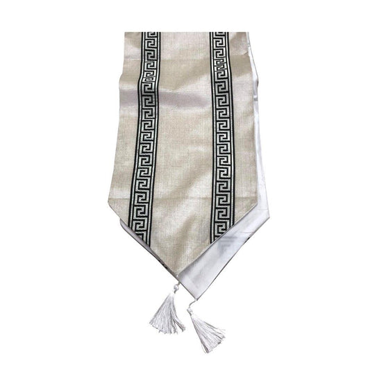 مفرش طاولة للمطبخ وغرفة الطعام بطبعة تجريدية على شكل مفتاح يوناني 210*30 سم